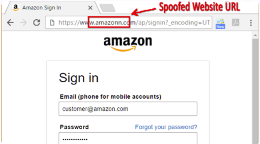 Spoofed Website Attack Vector